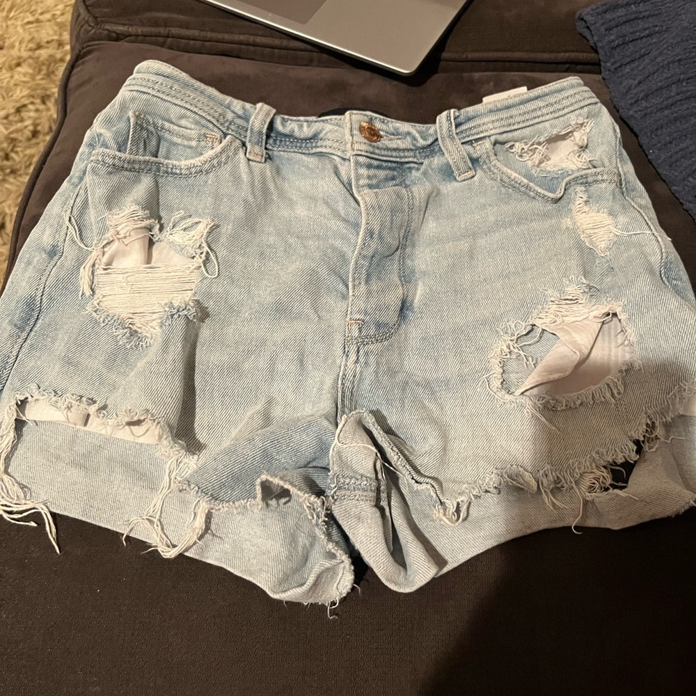 Hollister Light Wash Ripped Denim Shorts